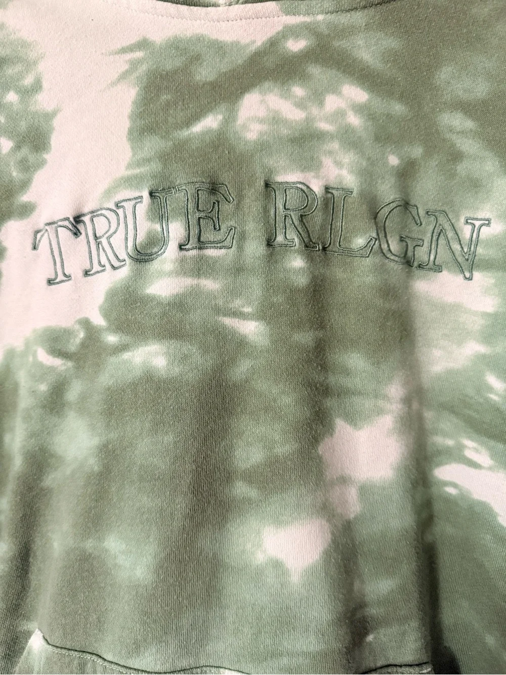 True Religion Green Tie-Dye Hoodie, Lighter Weight, sz L Men’s, Fits Women’s XL